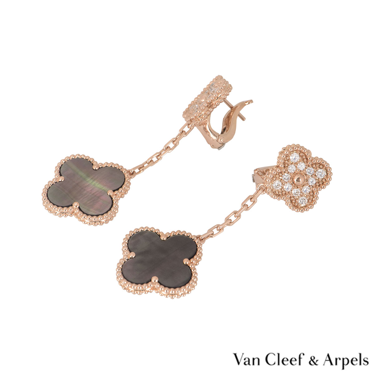 Van Cleef & Arpels Perlée Clover Diamond 18K Rose Gold Hoop Earrings Van  Cleef & Arpels